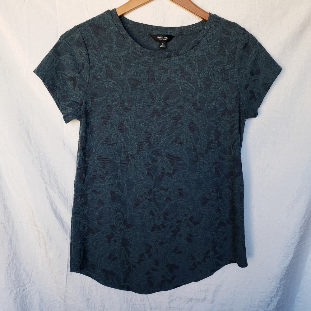 Simply Vera Vera Wang Teal Floral Shirt
